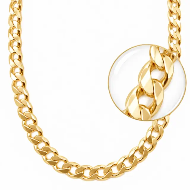 9ct Yellow Gold Flat Bevelled Diamond Cut Curb Link Chain - FBSCD250