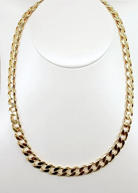 9ct Yellow Gold Flat Bevelled Diamond Cut Curb Link Chain - FBSCD250