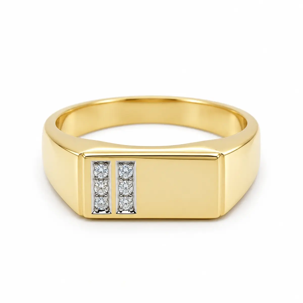 9ct Yellow Gold Gents Diamond Set Wedding / Dress Ring