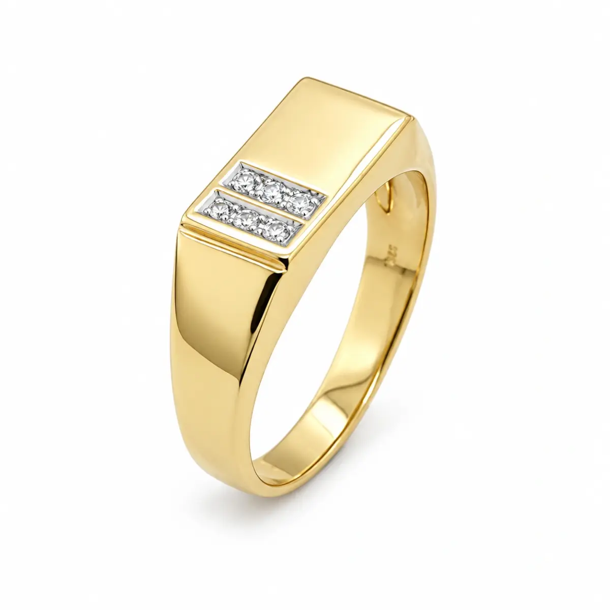 9ct Yellow Gold Gents Diamond Set Wedding / Dress Ring
