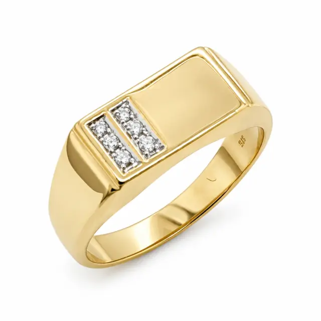 9ct Yellow Gold Gents Diamond Set Wedding / Dress Ring