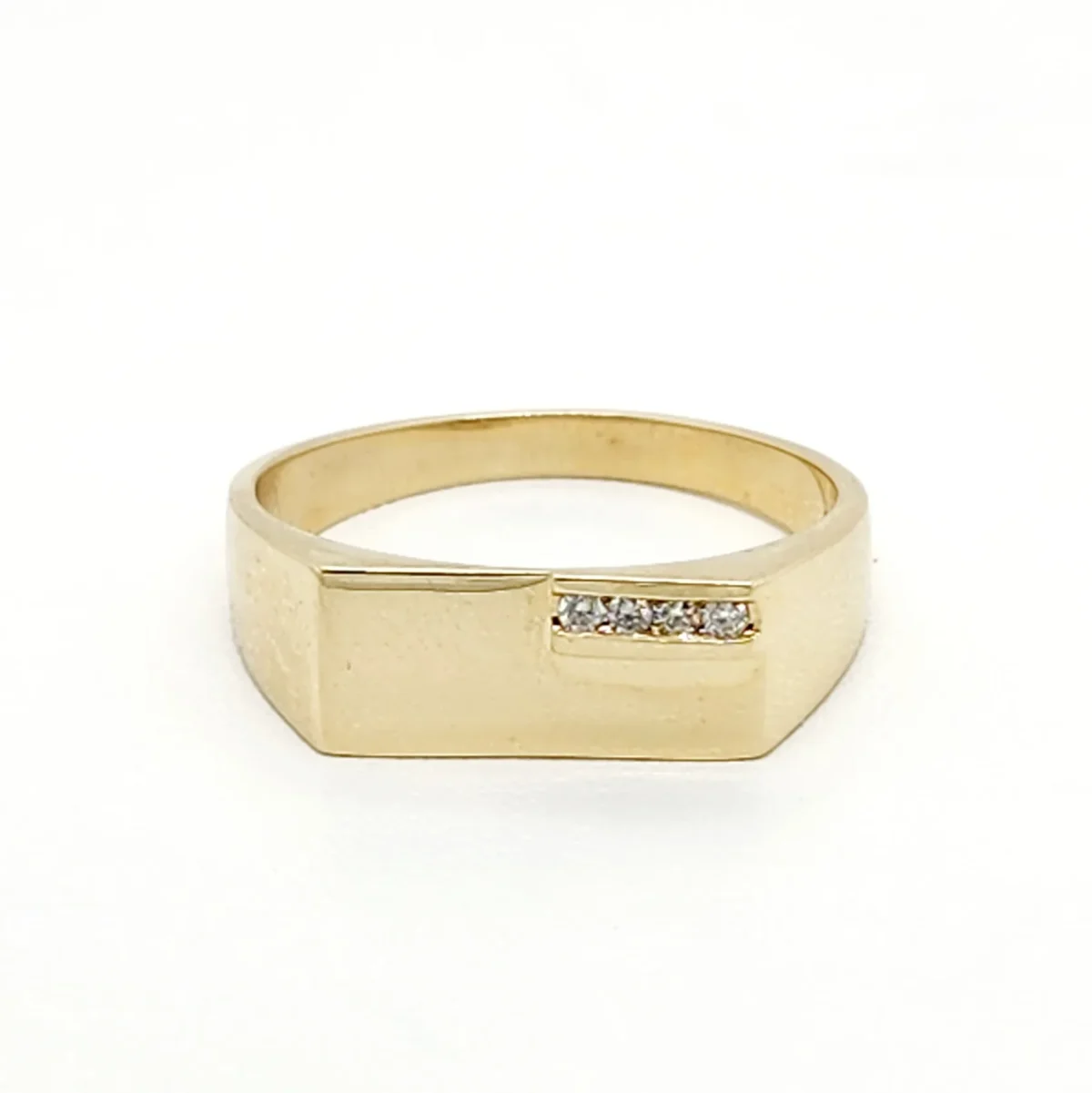 9ct Yellow Gold Gents Diamond Set Wedding / Dress Ring