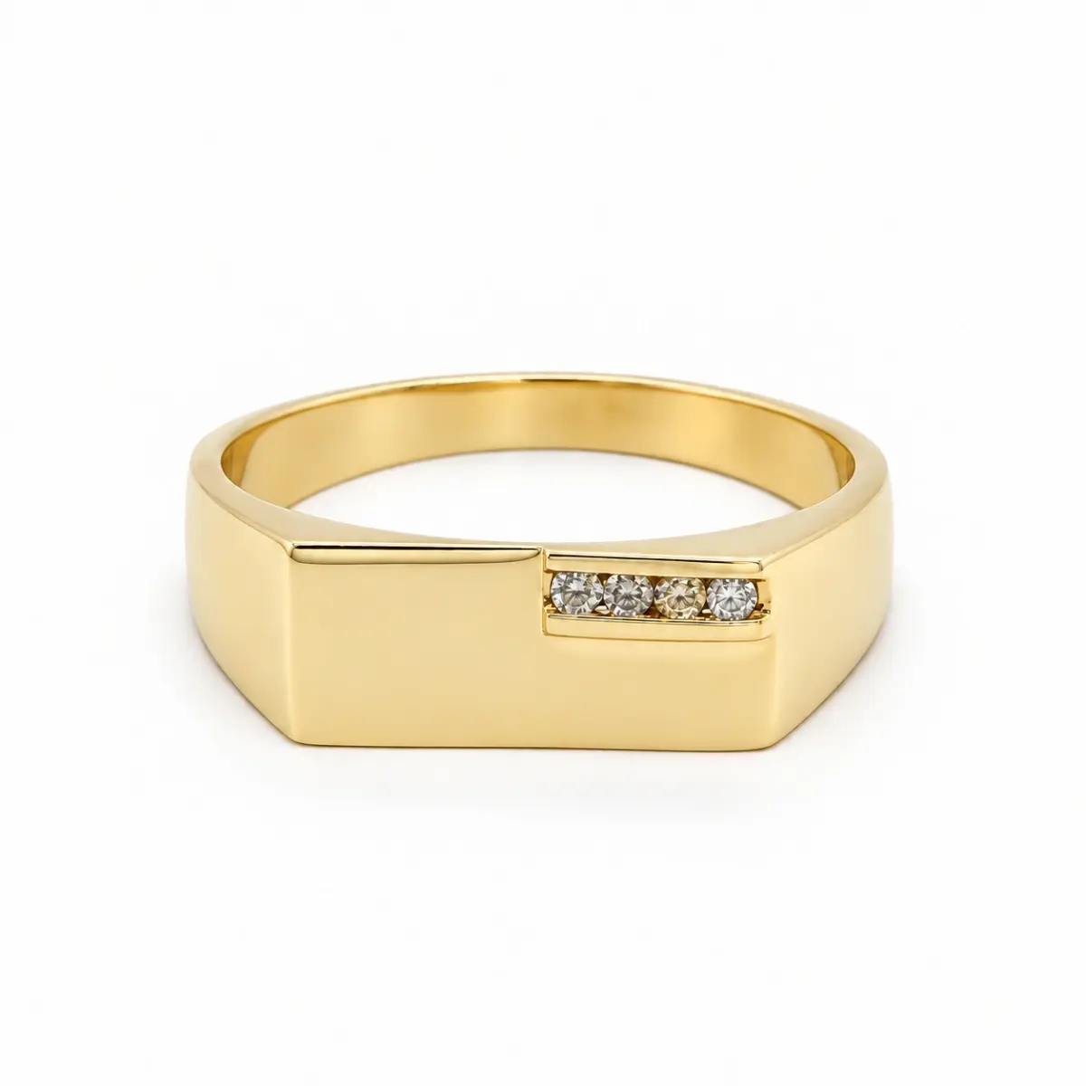 9ct Yellow Gold Gents Diamond Set Wedding / Dress Ring