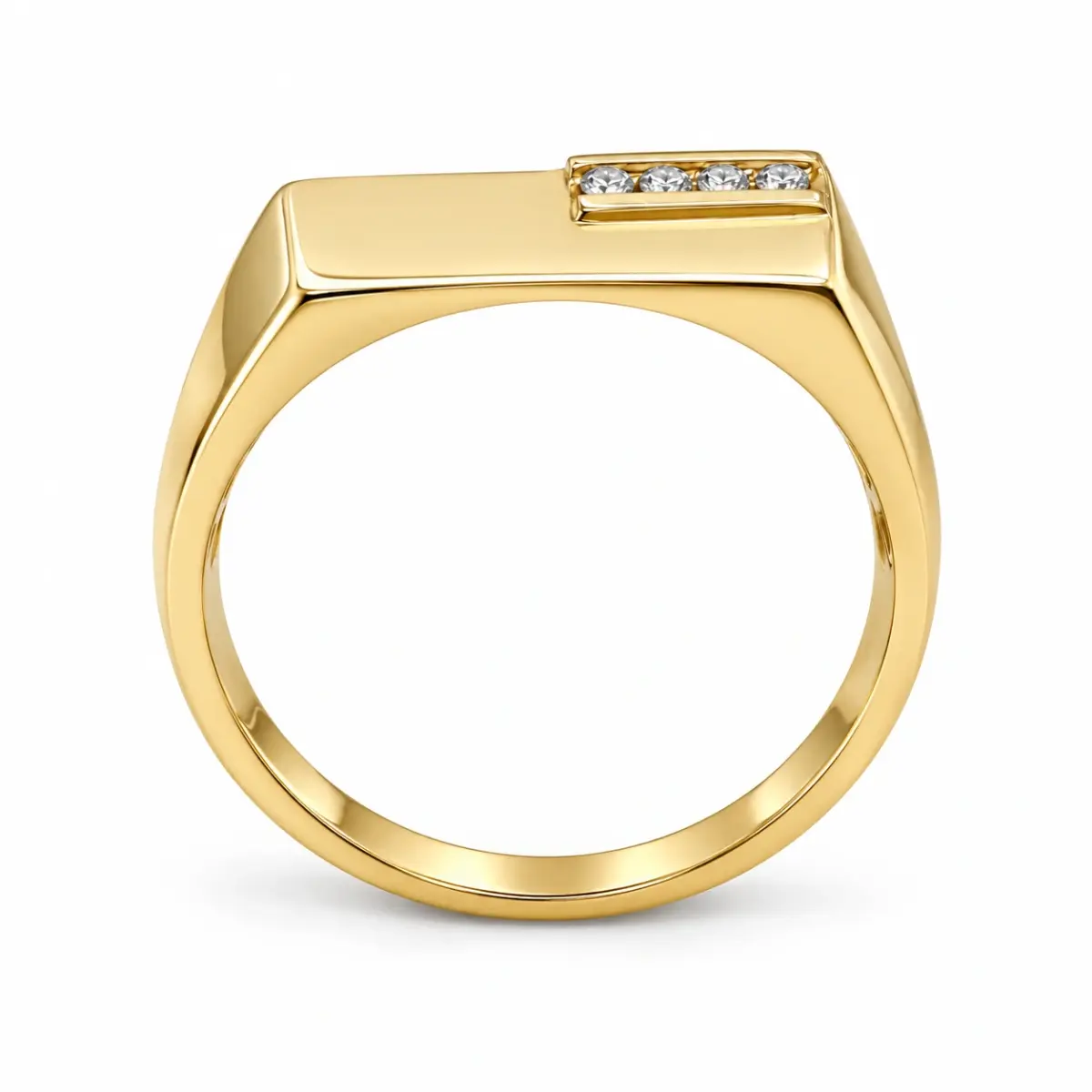 9ct Yellow Gold Gents Diamond Set Wedding / Dress Ring