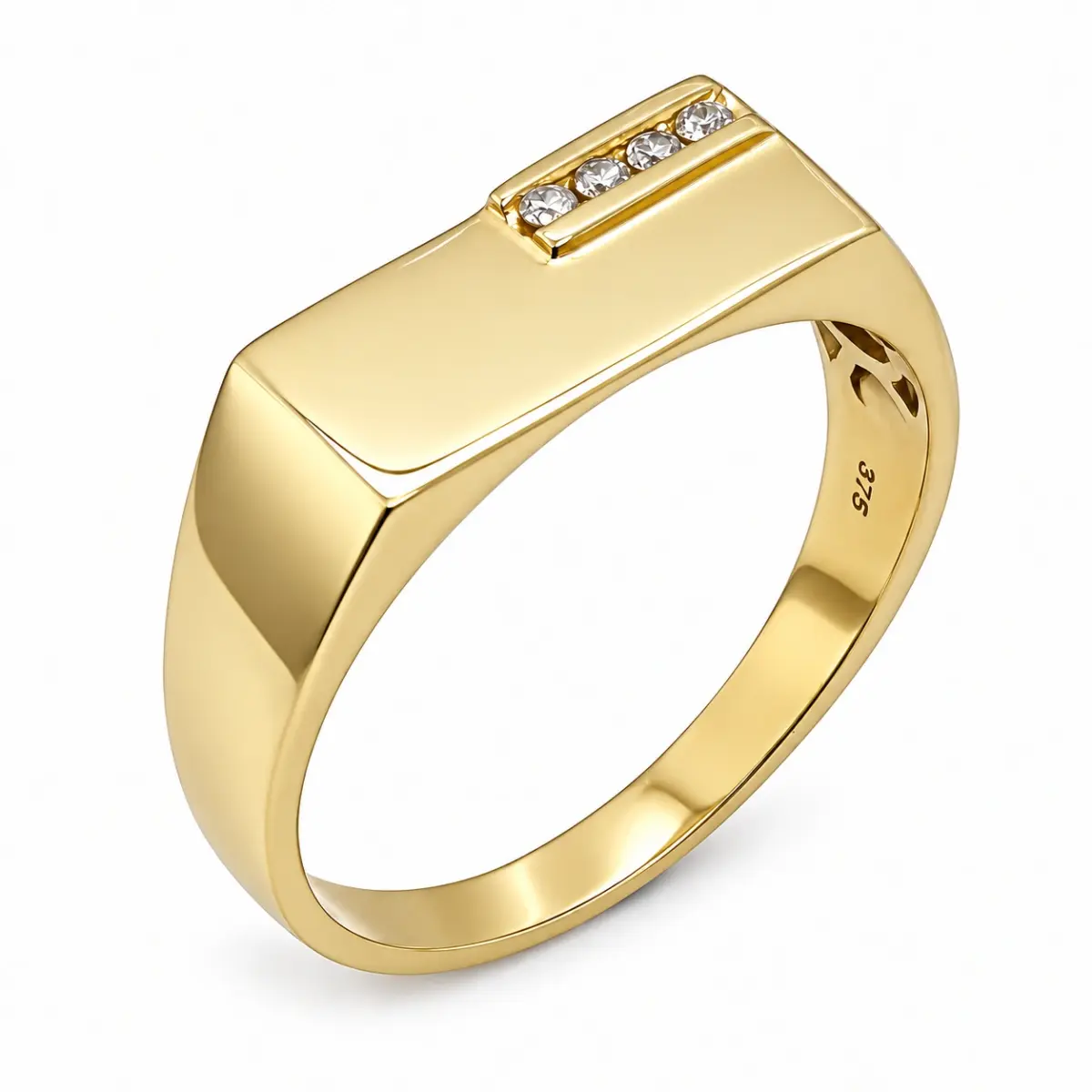 9ct Yellow Gold Gents Diamond Set Wedding / Dress Ring