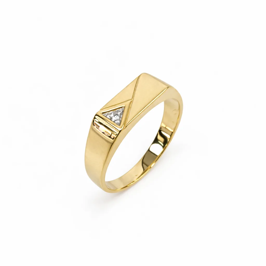 9ct Yellow Gold Gents Diamond Signet Ring (0.03ct), 6.40 x 13.90mm - 9YGD9472