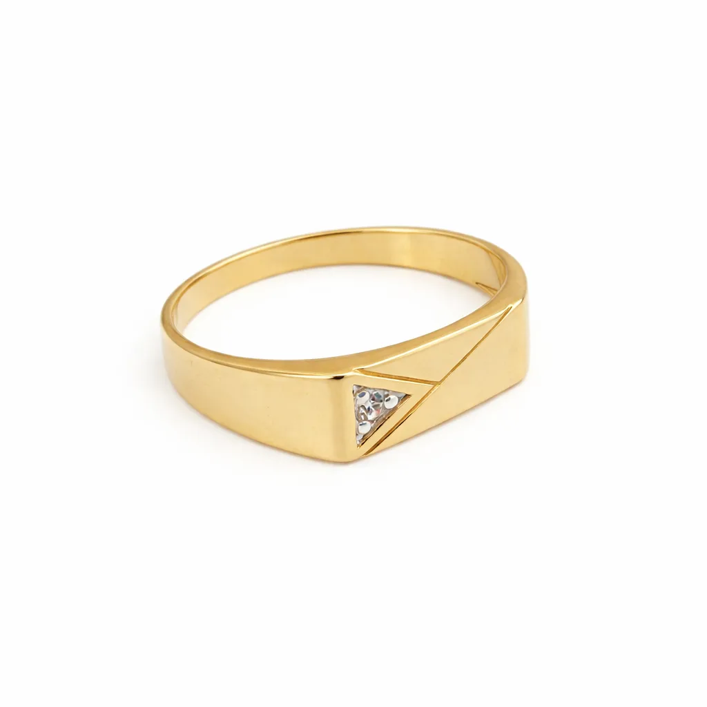9ct Yellow Gold Gents Diamond Signet Ring (0.03ct), 6.40 x 13.90mm - 9YGD9472