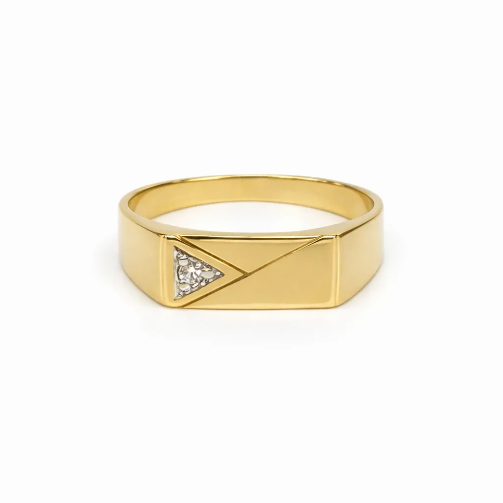 9ct Yellow Gold Gents Diamond Signet Ring (0.03ct), 6.40 x 13.90mm - 9YGD9472