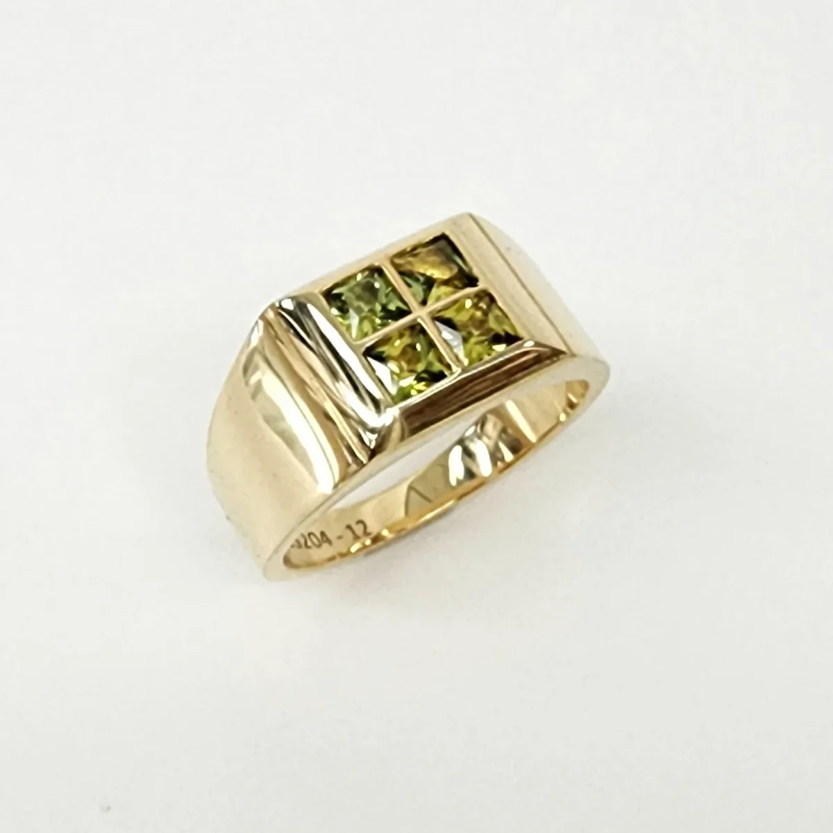 9ct Yellow Gold Gents Dress Ring with 4mm x 4mm Square Cut Australian Yellow Sapphire - JS2049CT