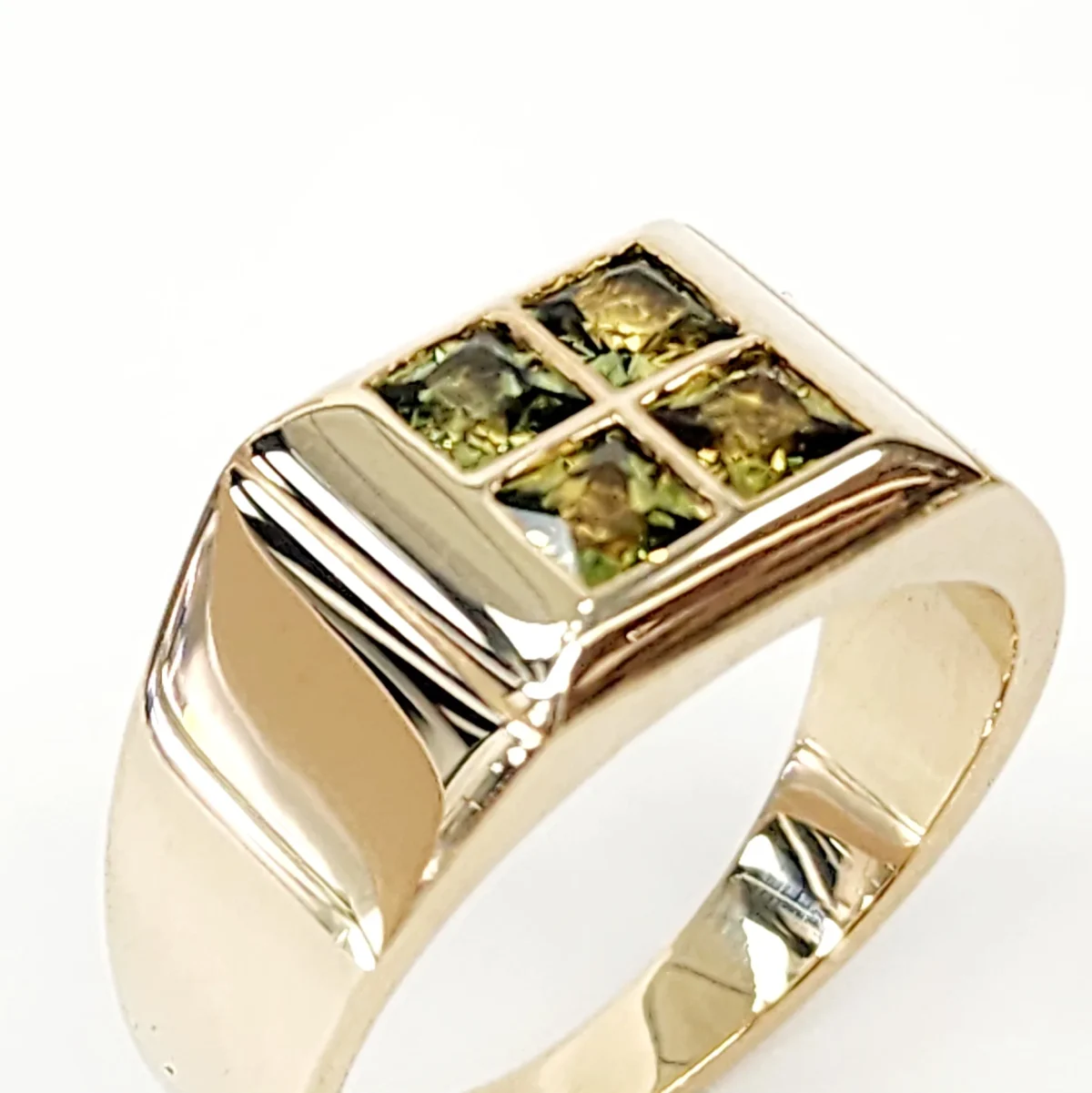 9ct Yellow Gold Gents Dress Ring with 4mm x 4mm Square Cut Australian Yellow Sapphire - JS2049CT