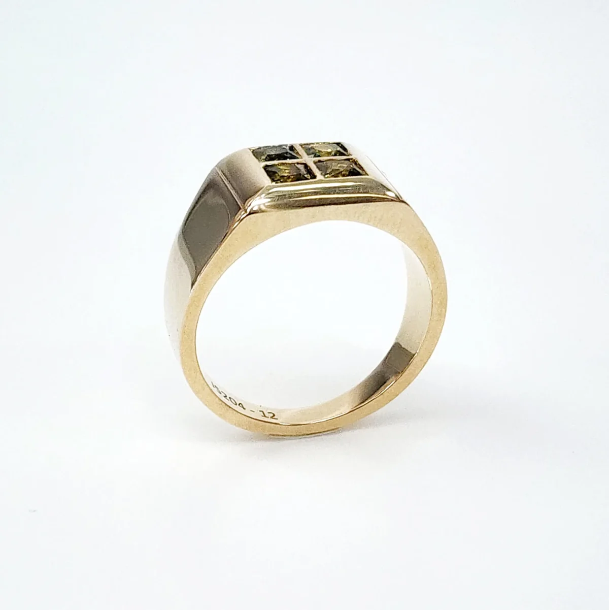 9ct Yellow Gold Gents Dress Ring with 4mm x 4mm Square Cut Australian Yellow Sapphire - JS2049CT