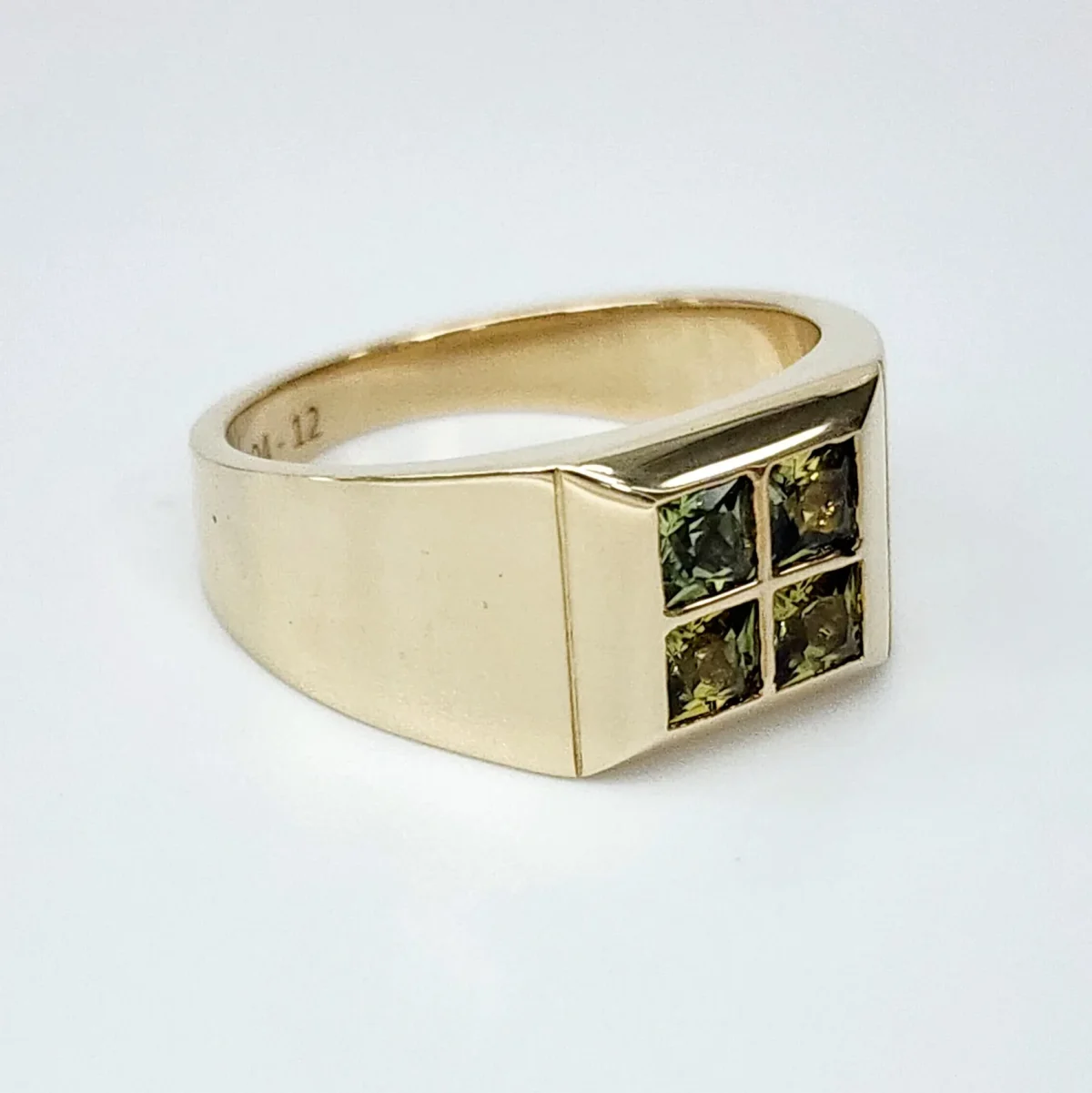 9ct Yellow Gold Gents Dress Ring with 4mm x 4mm Square Cut Australian Yellow Sapphire - JS2049CT