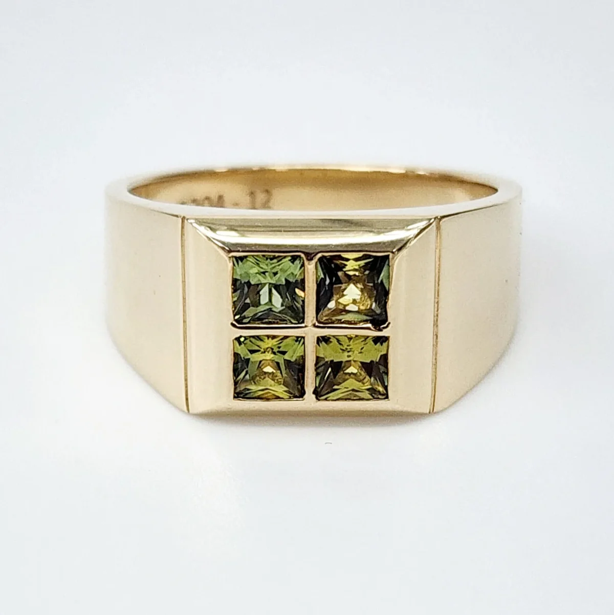 9ct Yellow Gold Gents Dress Ring with 4mm x 4mm Square Cut Australian Yellow Sapphire - JS2049CT