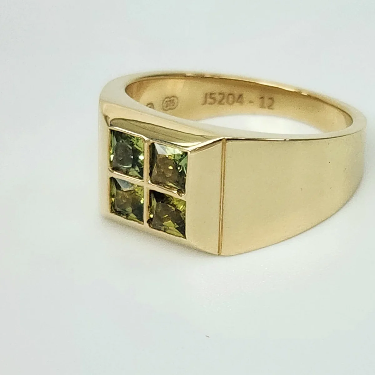 9ct Yellow Gold Gents Dress Ring with 4mm x 4mm Square Cut Australian Yellow Sapphire - JS2049CT