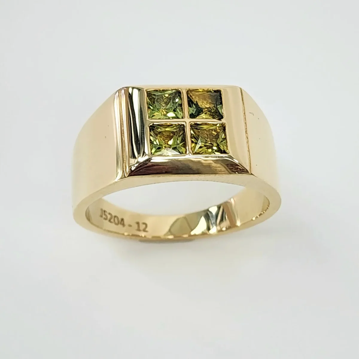 9ct Yellow Gold Gents Dress Ring with 4mm x 4mm Square Cut Australian Yellow Sapphire - JS2049CT