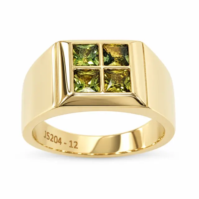9ct Yellow Gold Gents Dress Ring with 4mm x 4mm Square Cut Australian Yellow Sapphire - JS2049CT