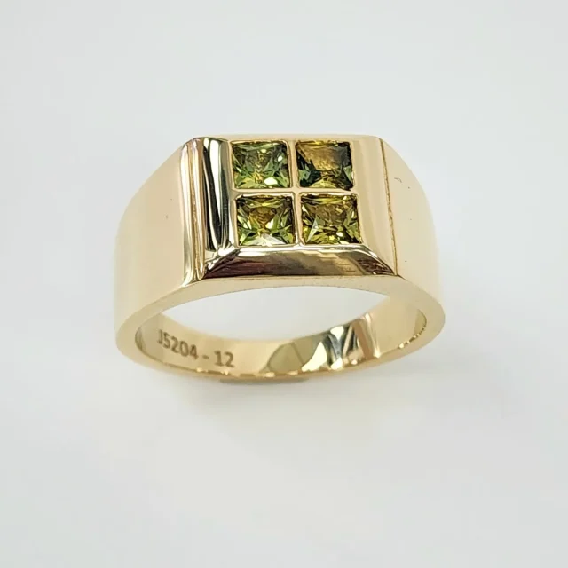 9ct Yellow Gold Gents Dress Ring with 4mm x 4mm Square Cut Australian Yellow Sapphire - JS2049CT