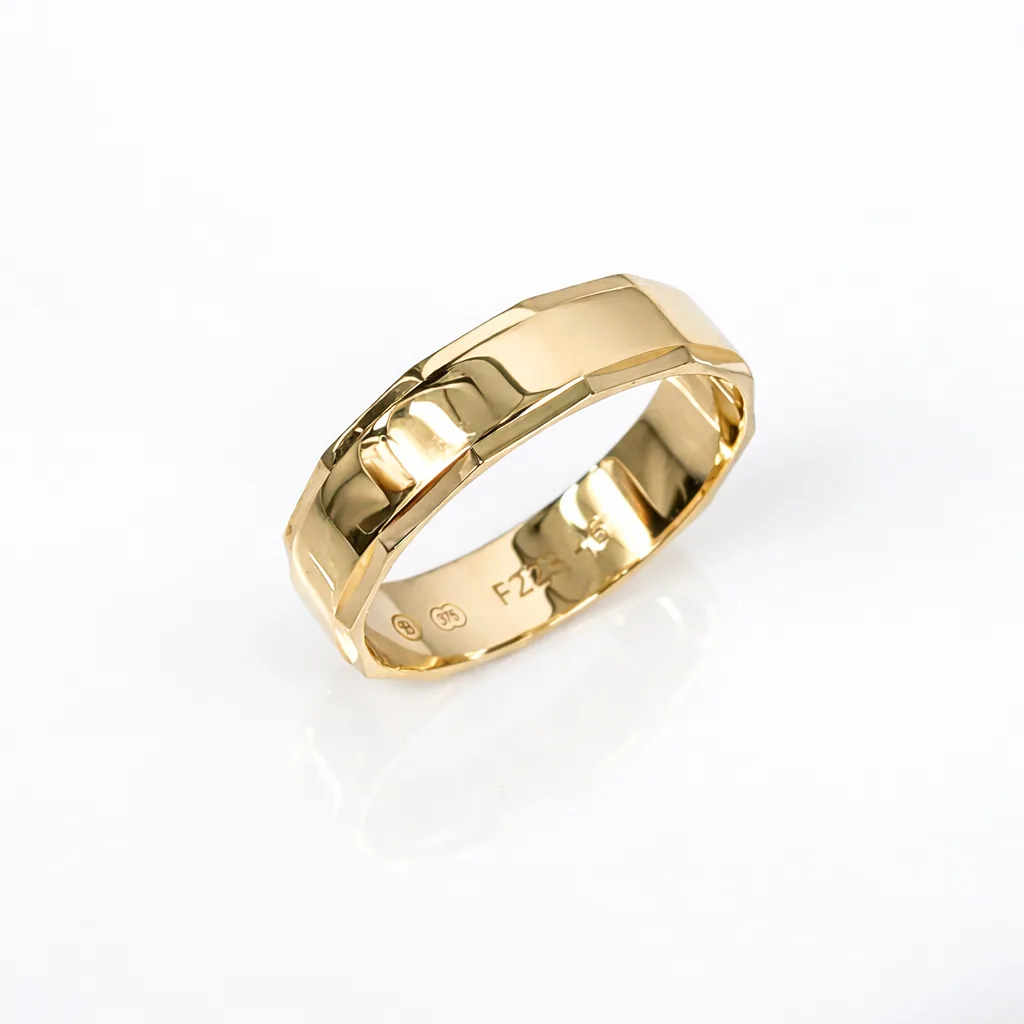 9ct Yellow Gold Gents Faceted Ring – 6mm Wide – Size Y - F223/6