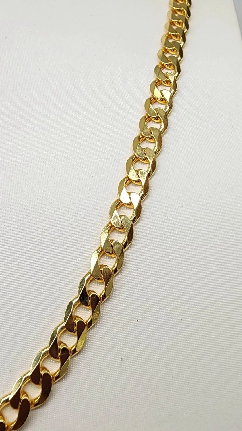 9ct Yellow Gold Gents Flat Bevel Sided Diamond Cut CD150 Curb Link Chain - 60cm