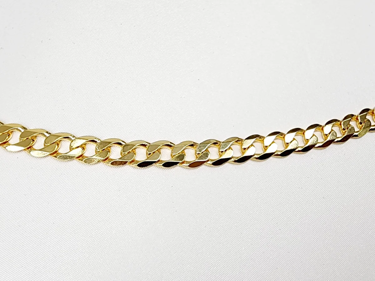 9ct Yellow Gold Gents Flat Bevel Sided Diamond Cut CD150 Curb Link Chain - 60cm