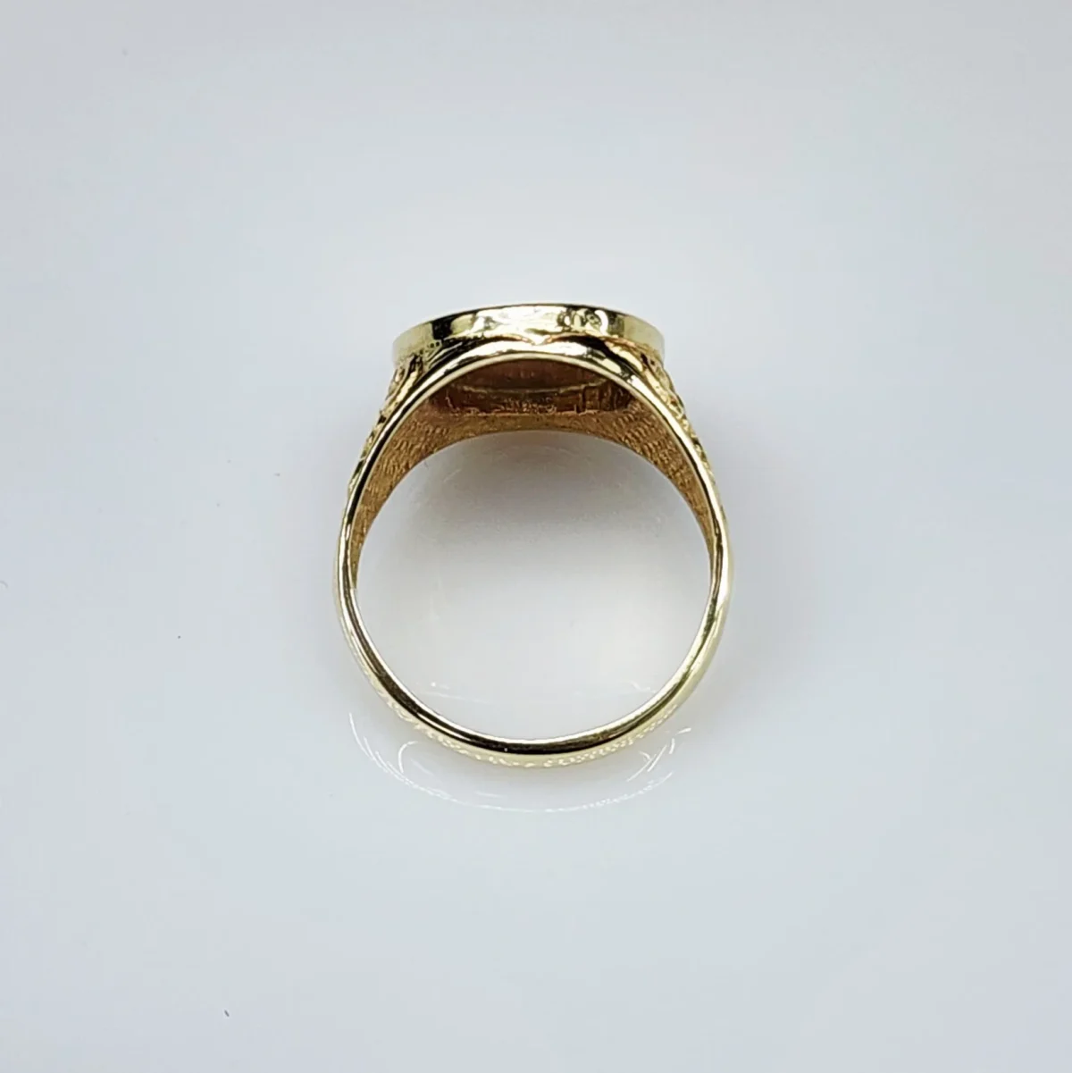 9ct Yellow Gold Gents Oval Signet Ring 22mmx16mm Engraved Anchor & Rope Design - 9YP13