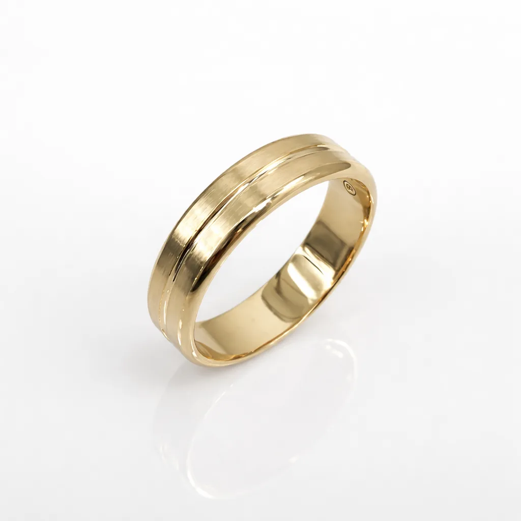 9ct Yellow Gold Gents Ring, 6mm Brushed Finish Wedding Band – Size X - F3639/6