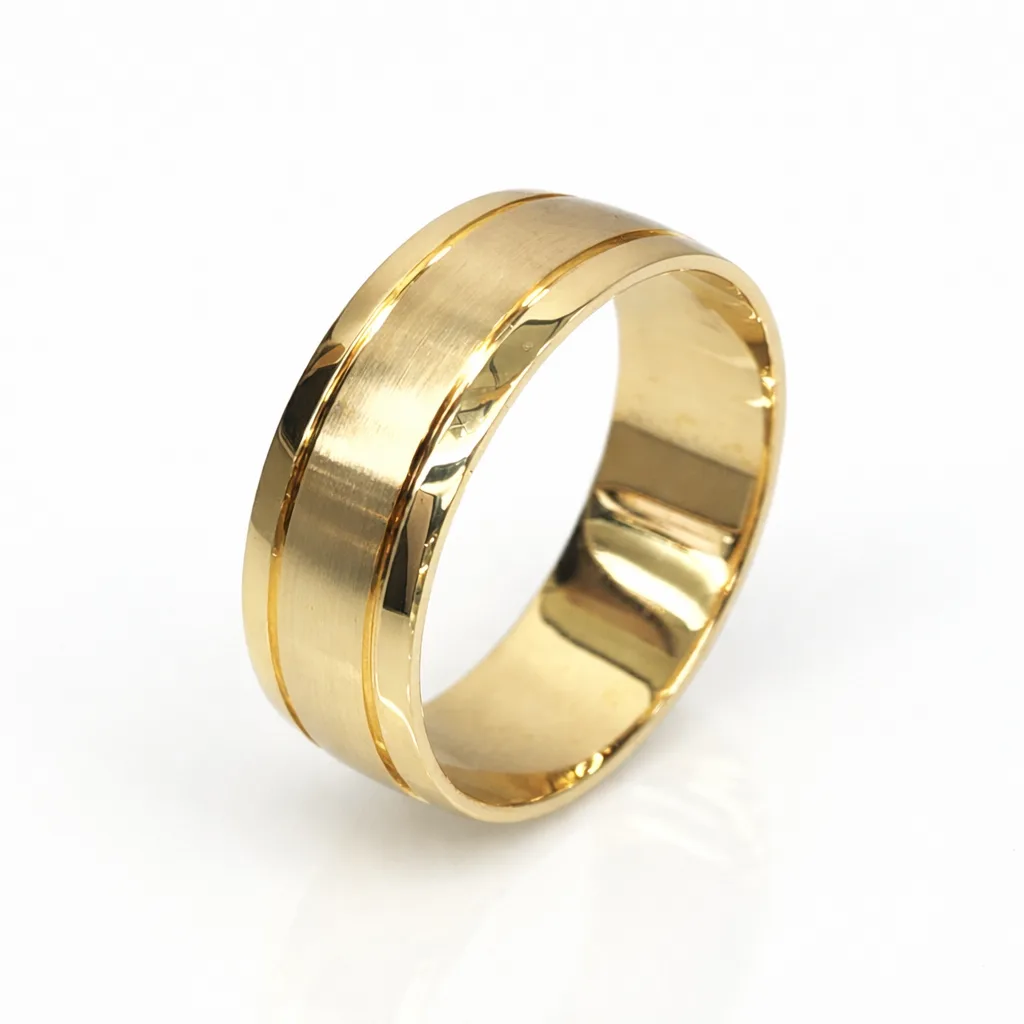 9ct Yellow Gold Gents Ring 8mm Brushed Finish Band Size Z - HR4032/8