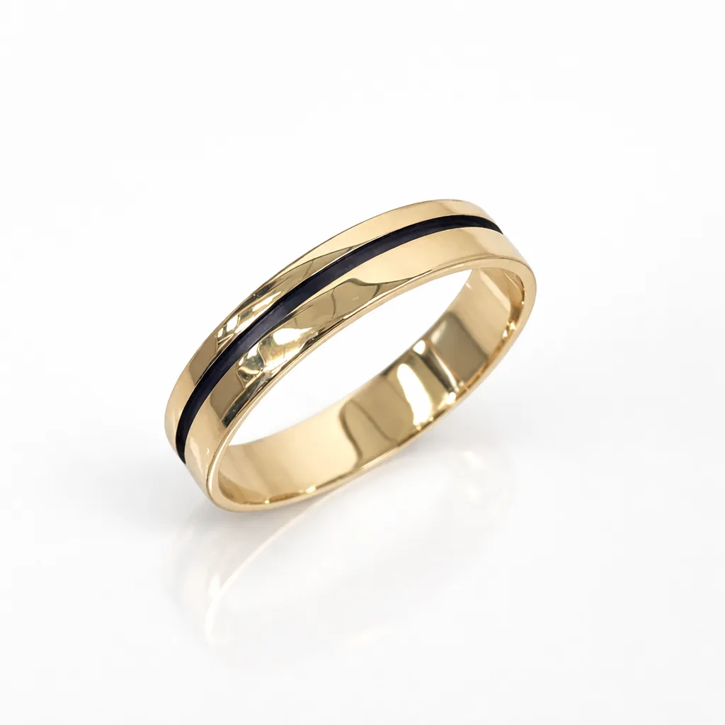 9ct Yellow Gold Gents Ring, Black Centre Inlay, 5mm Wide, Size Z+2 - FR3834/5