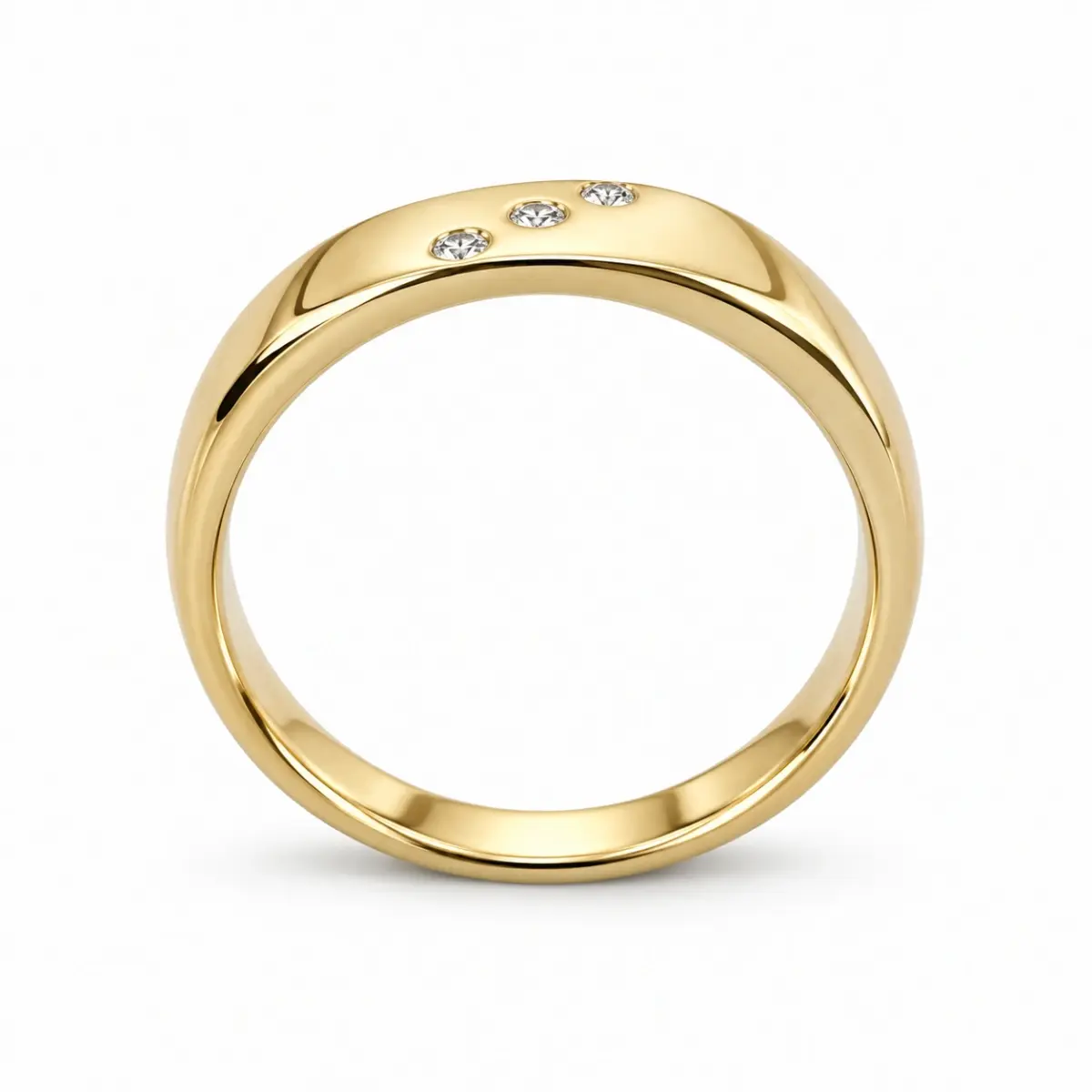 9ct Yellow Gold Gents Wedding / Dress Diamond Set Ring