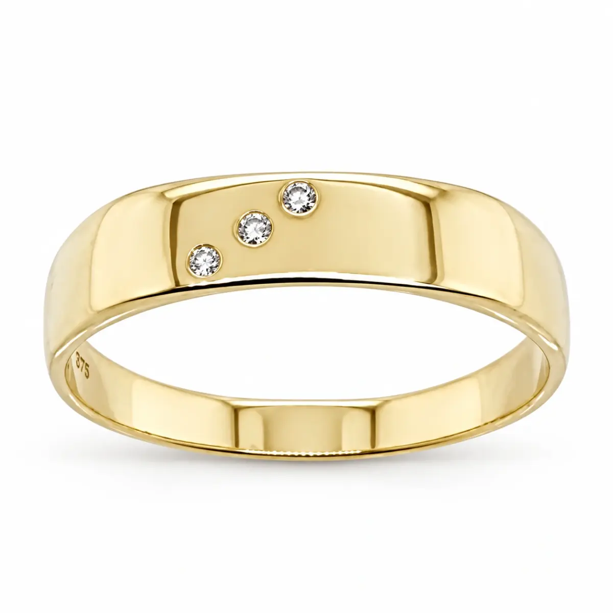 9ct Yellow Gold Gents Wedding / Dress Diamond Set Ring