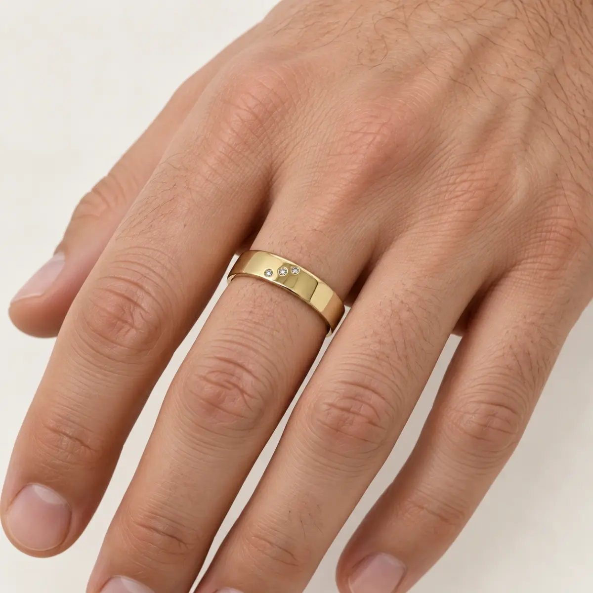 9ct Yellow Gold Gents Wedding / Dress Diamond Set Ring
