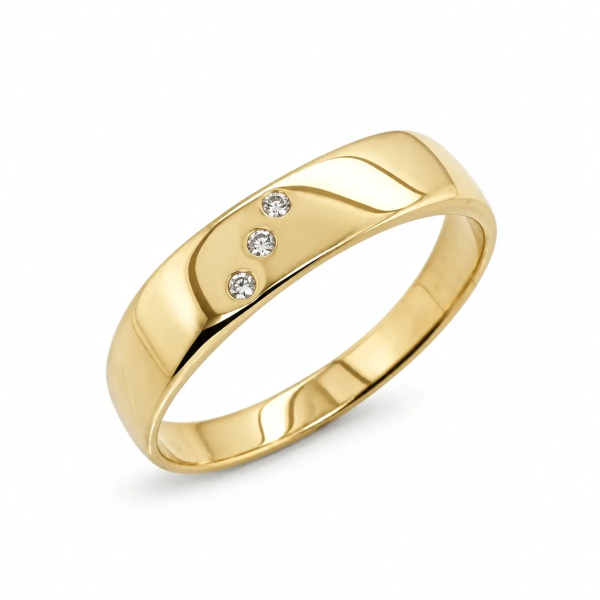 9ct Yellow Gold Gents Wedding / Dress Diamond Set Ring
