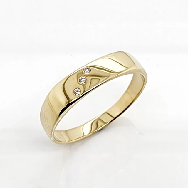 9ct Yellow Gold Gents Wedding / Dress Diamond Set Ring