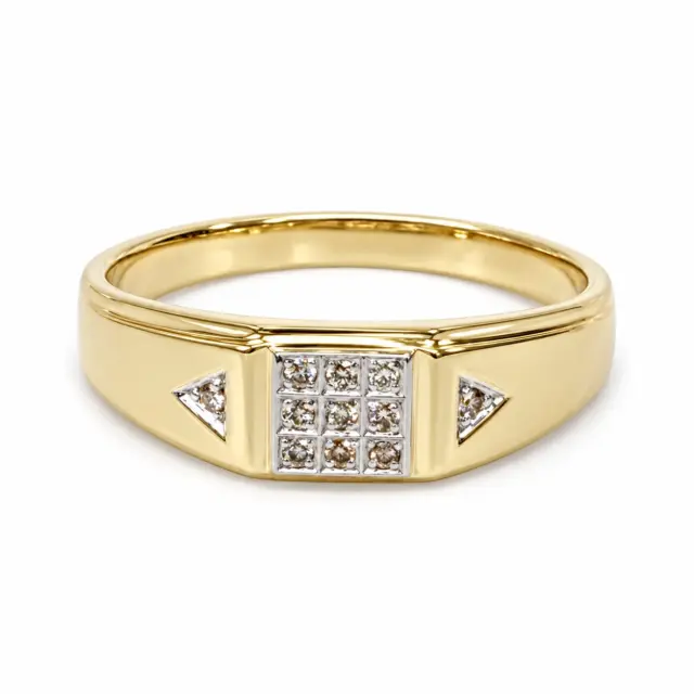 9ct Yellow Gold Gents Wedding / Dress Ring with 0.11ct Diamond