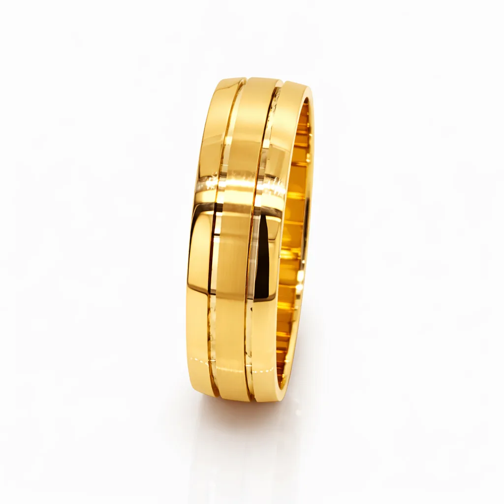 9ct Yellow Gold Gents Wedding Ring – 6mm Half Round with Brushed Centre & Polished Rails - HR4032/6