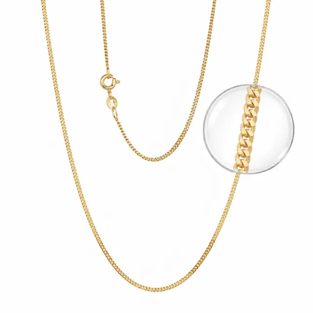9ct Yellow Gold Grumetta 2 Sided 1.4mm Curb Link Chain, 55cm Long