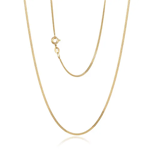 9ct Yellow Gold Grumetta 2 Sided 1.4mm Curb Link Chain, 55cm Long