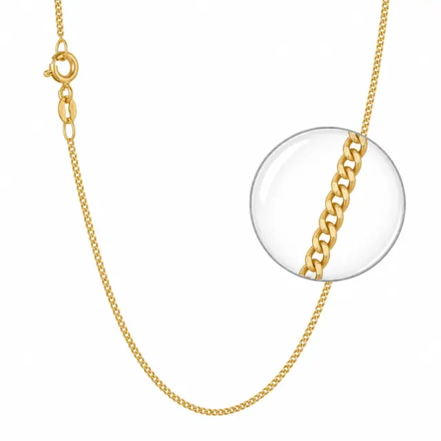 9ct Yellow Gold Grumetta 2 Sided 1mm Curb Link Chain, 50cm Long