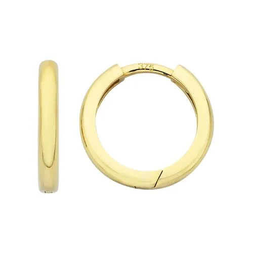 9ct Yellow Gold Half-Round Plain Huggie Earrings, 2mm x 10mm, with a Polished Finish & Secure Hinged Clasp - 5ER0476