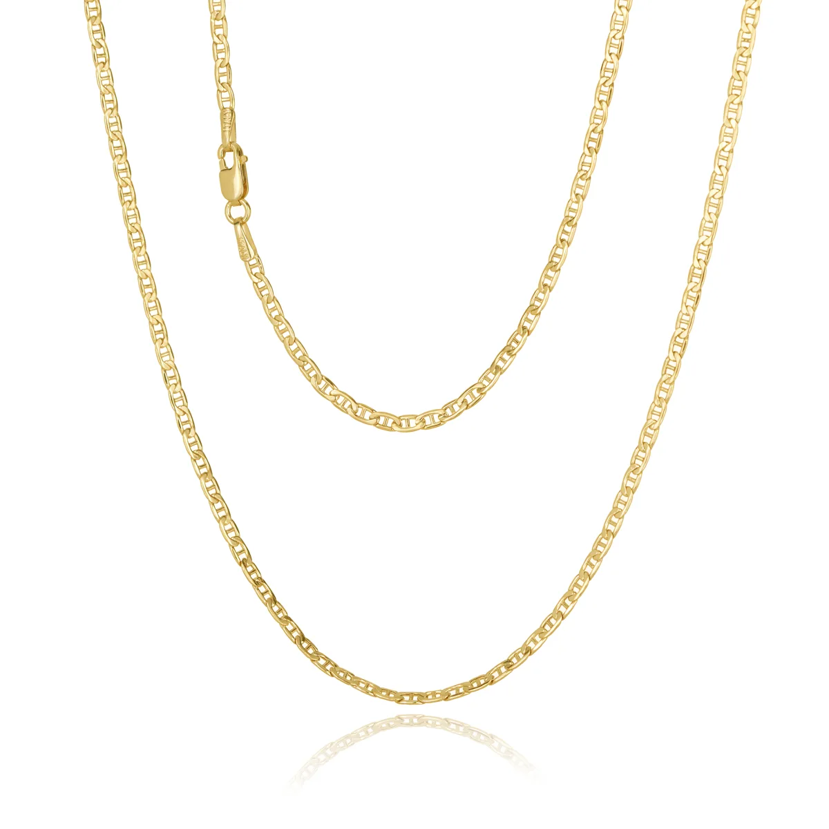 9ct Yellow Gold Hallow Anchor Chain 2.3mm Wide x 50cm Long