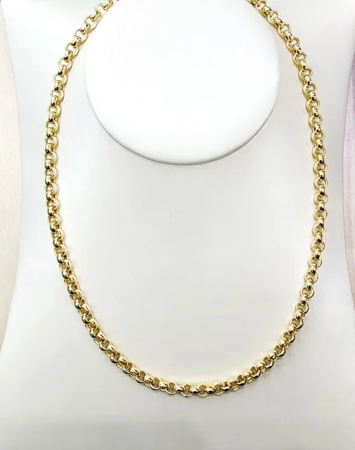 9ct Yellow Gold Hollow Round Belcher Chain – 5.50mm – 55cm & 60cm – Made in Italy