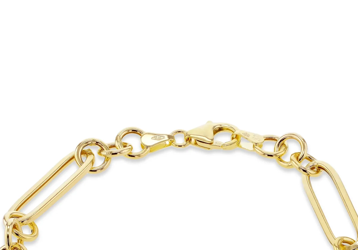 9ct Yellow Gold Hallow Figaro Paper Clip Bracelet
