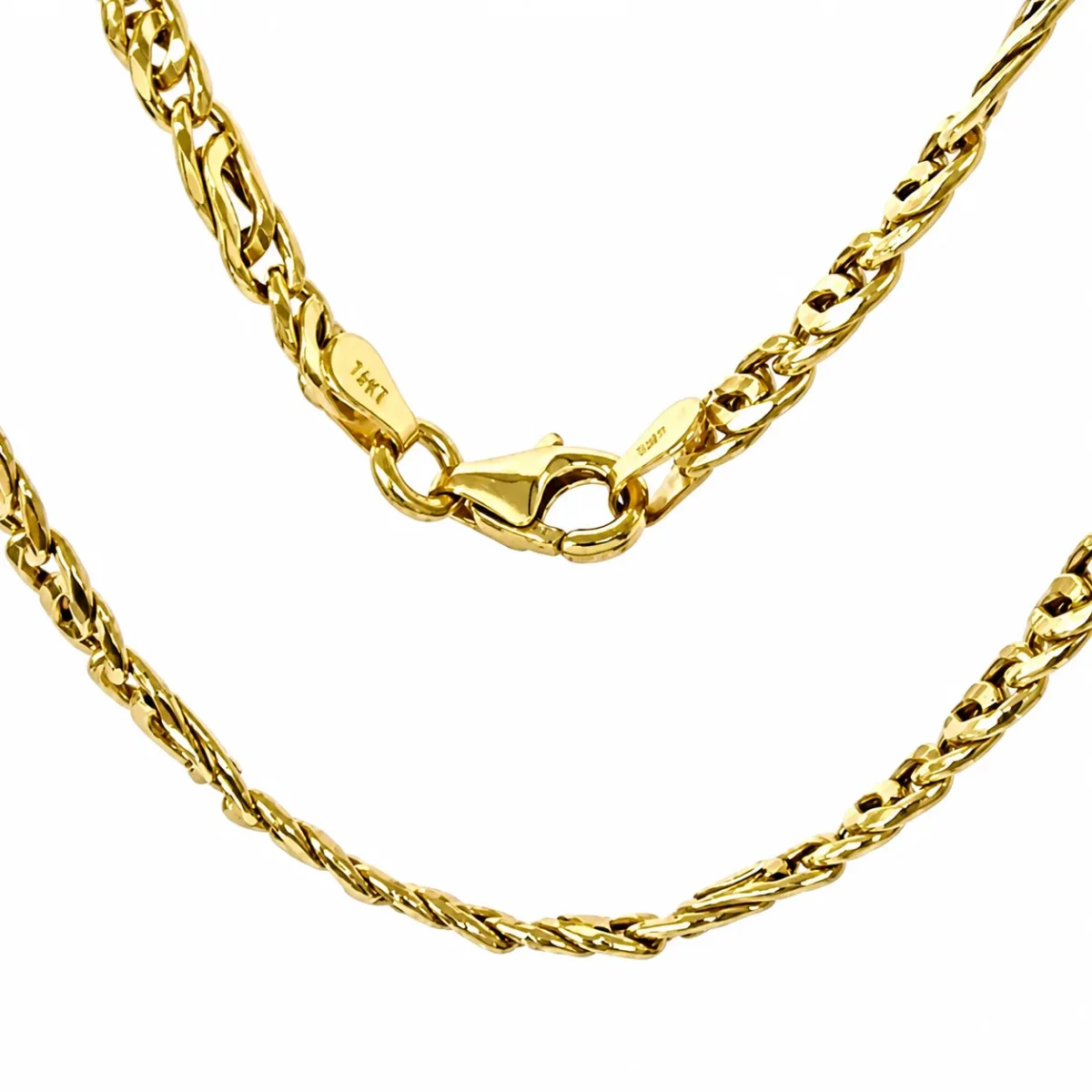 9ct Yellow Gold Hollow Fancy Link Chain 50cm – 3.3mm Polished Gold Necklace - 9CTLZZ-50