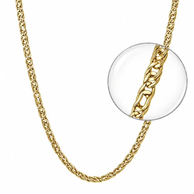 9ct Yellow Gold Hollow Fancy Link Chain 50cm – 3.3mm Polished Gold Necklace - 9CTLZZ-50