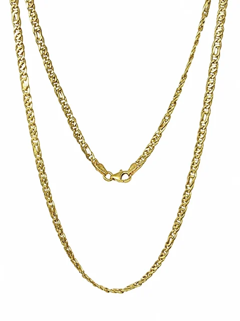9ct Yellow Gold Hollow Fancy Link Chain 50cm – 3.3mm Polished Gold Necklace - 9CTLZZ-50