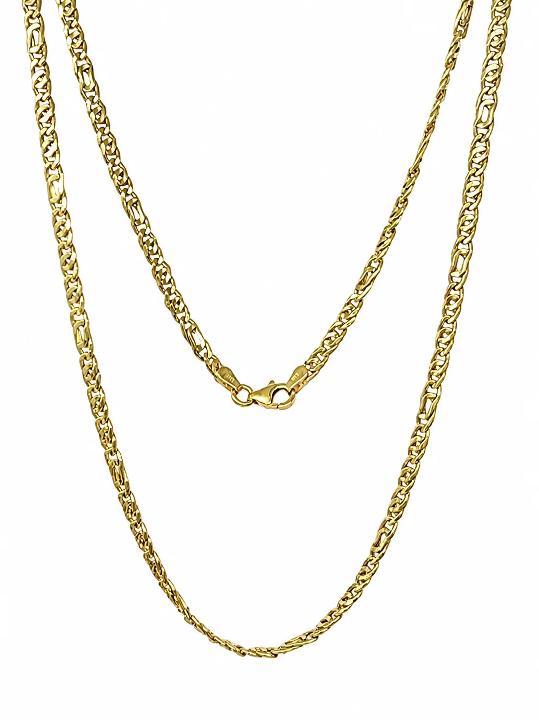 9ct Yellow Gold Hollow Fancy Link Chain 50cm – 3.3mm Polished Gold Necklace - 9CTLZZ-50