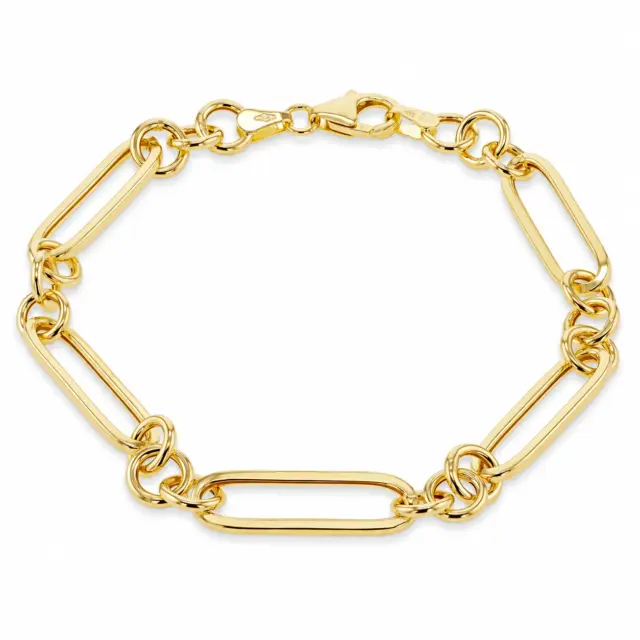 9ct Yellow Gold Hollow Figaro Paper Clip Bracelet