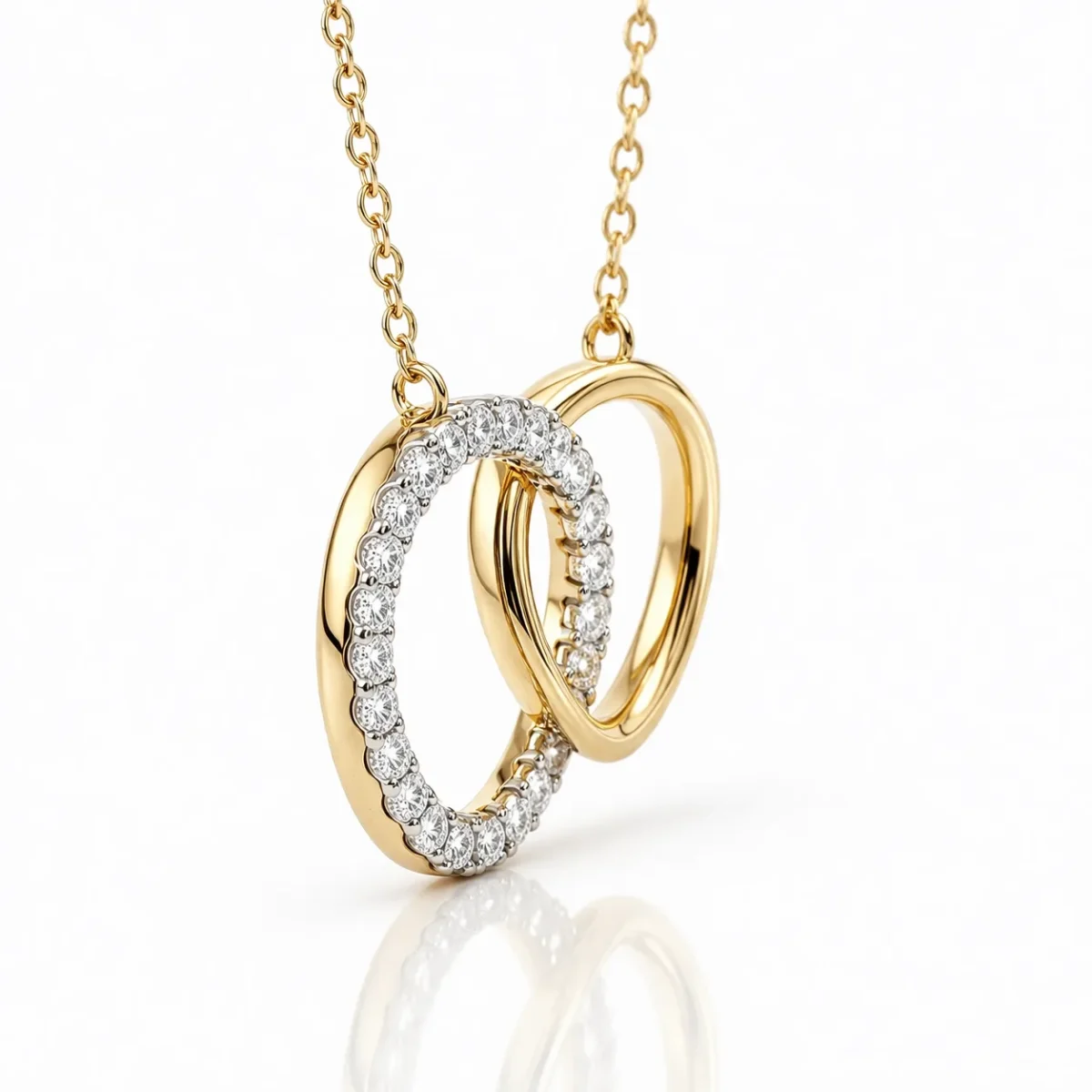 9ct Yellow Gold Interlocking Circle Pendant with 0.51ct Lab Grown Diamond - AUNE1892
