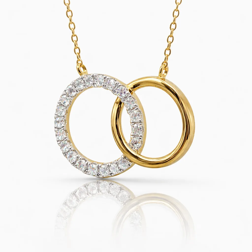 9ct Yellow Gold Interlocking Circle Pendant with 0.51ct Lab Grown Diamond - AUNE1892