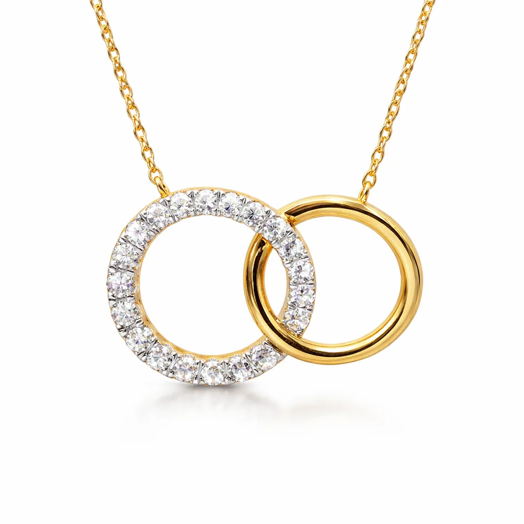 9ct Yellow Gold Interlocking Circle Pendant with 0.51ct Lab Grown Diamond - AUNE1892